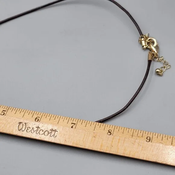 Bib Necklace Gold tone Statement Black Cord 18" - Picture 7 of 8